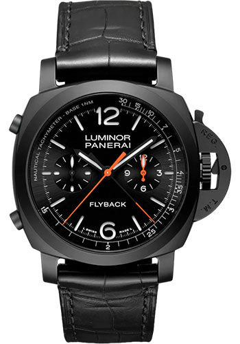 Panerai Luminor Chrono Flyback Ceramica - 44mm Black Ceramic Case - Black Sun-Brushed Dial - PAM01298